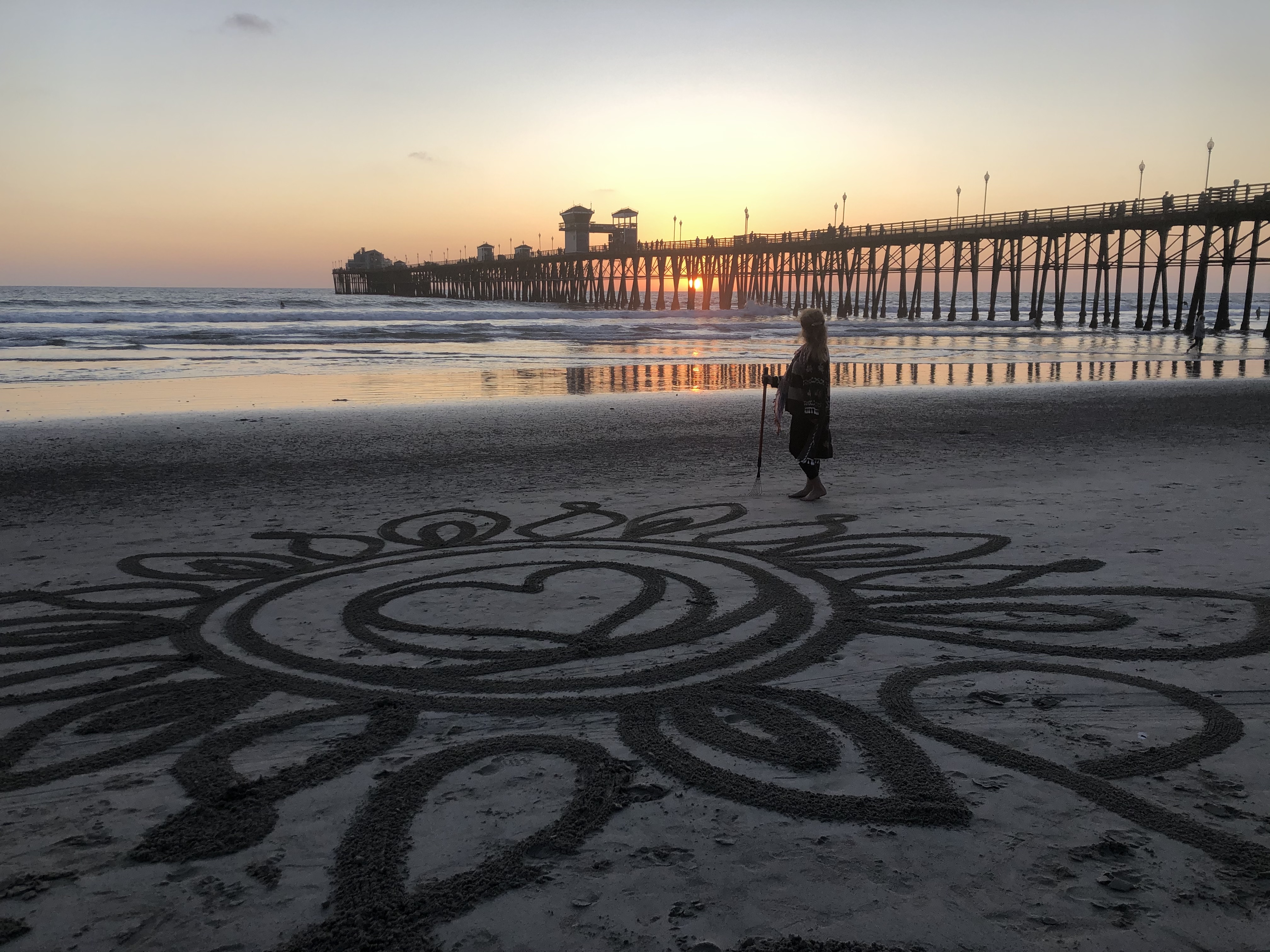 Sand Art creations on San Diego Beaches - Sharon Belknap Design